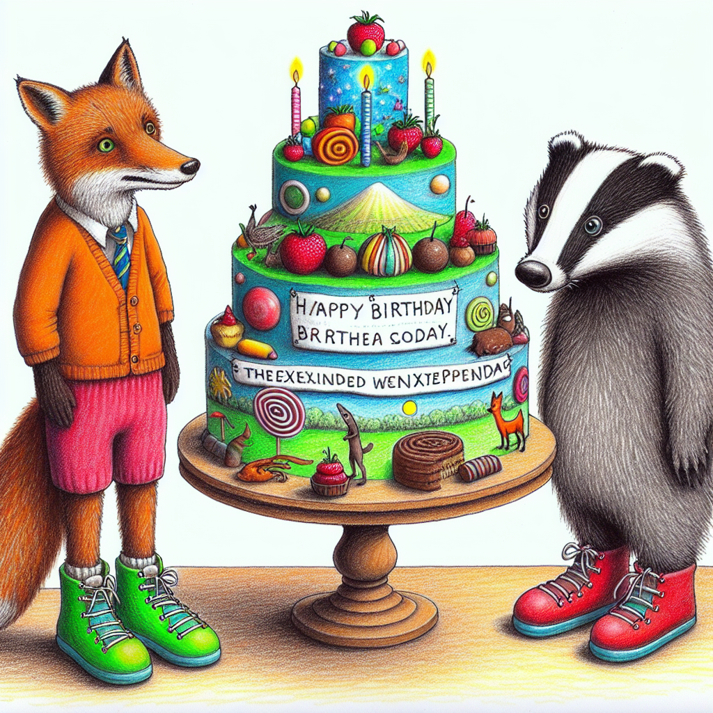 In the initial rendition, the birthday-centered drawing capture a fanciful gathering where a fox and a badger, donning vividly hued comfy shoes, stand next to a towering birthday cake decorated with an array of sweets. The cake is embellished with amusing icing illustrations that represent various unexplained phenomena, like crop circles and UFOs, sparking the interest of the party attenders as they revel in the celebration.
Generated with these themes: Crocs shoes, Cake, Sweets, Fox, Badger, and Conspiracy theories .
Made with ❤️ by AI.