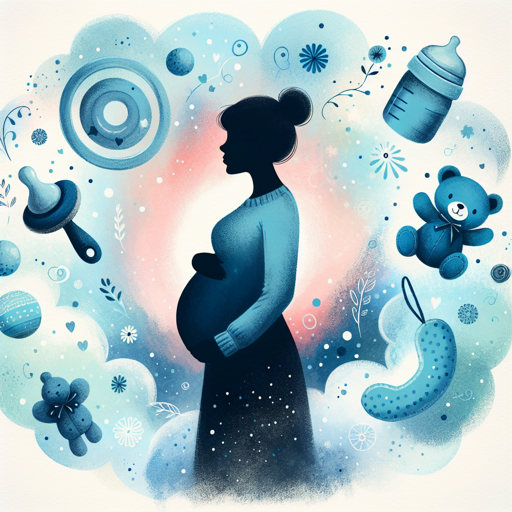 Pregnant, and Baby boy New-baby Card