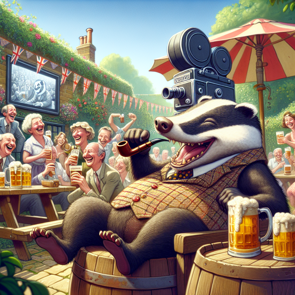 Pub garden, Beer, Sunshine, Movie film, Badger, Funny, Pipe, Tweed, Film Camera, and Funny Birthday Card