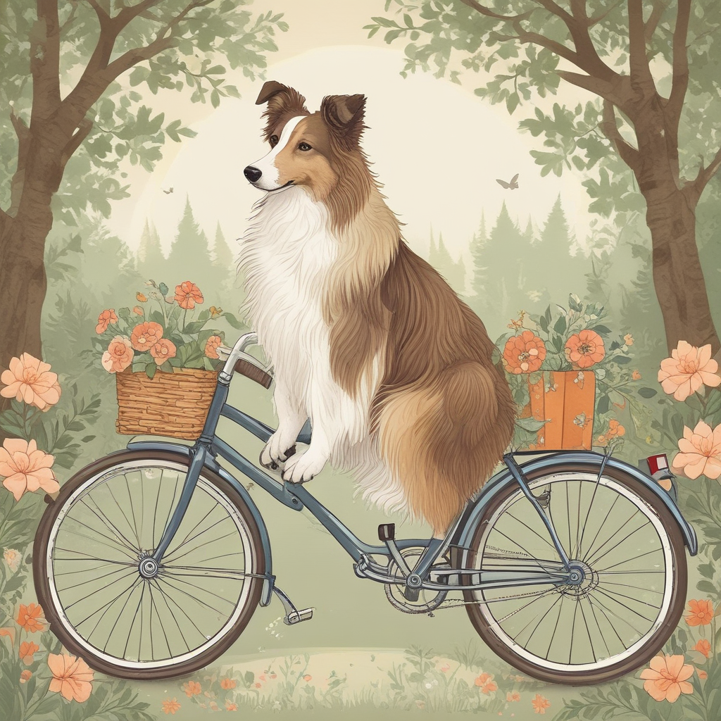 Illustration Cute, Create a heartwarming image set in the evening. The main subject is a graceful serene Collie elegantly perched on top of a vintage bicycle, caught in the gentle breeze that stirs its fur. The bicycle has decorated wheels featuring whimsical floral patterns. A neatly wrapped present with a tag reading 'Anniversary' sits in the bicycle's rear basket. A path ahead of the bicycle should be adorned with soft petals, suggesting a journey of love and commitment. The warm and captivating sunset overhead causes the standalone word 'Anniversary' in the sky to glow with a romantic aura.
Generated with these themes: Anniversary, Collie, and Bikes.
Made with ❤️ by AI.