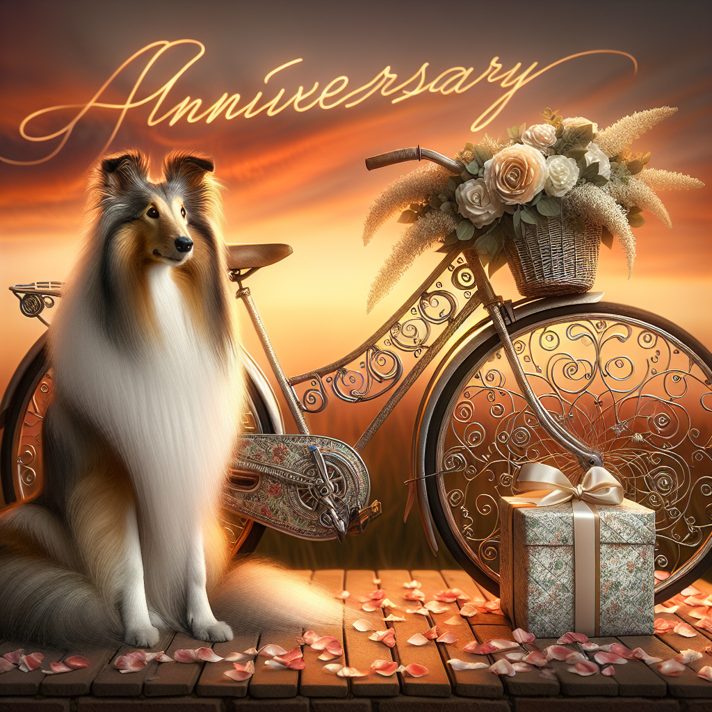 Anniversary, Collie, and Bikes Anniversary Card