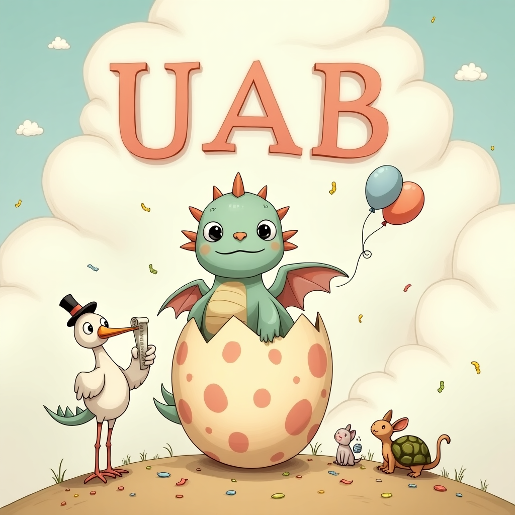 UAB dragon cartoon New-baby Card