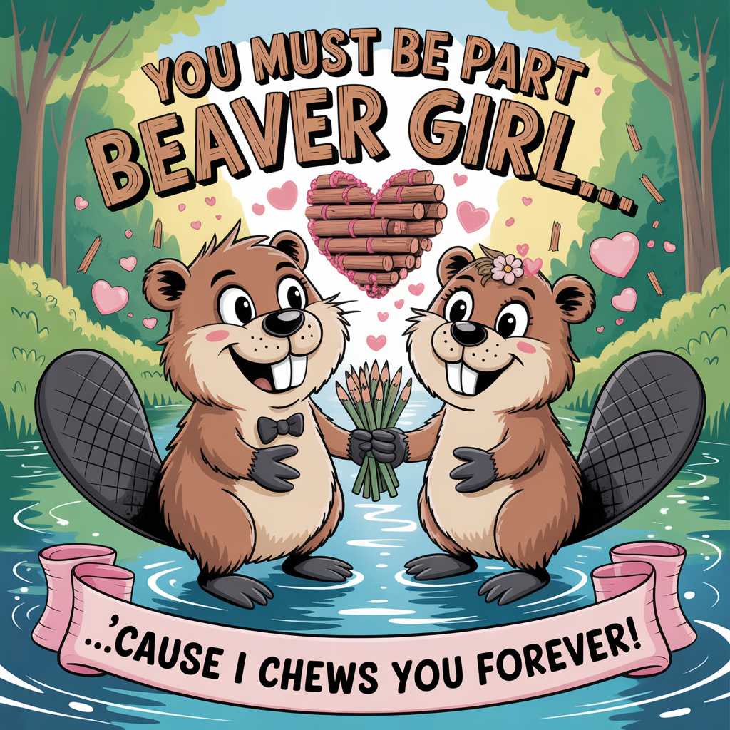 Beaver pick up lines, and Anniversary Card
