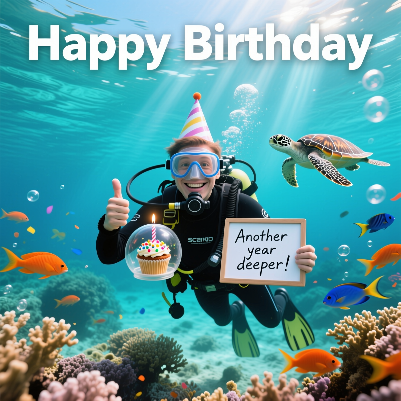 Scuba diver birthday card, and Birthday Card