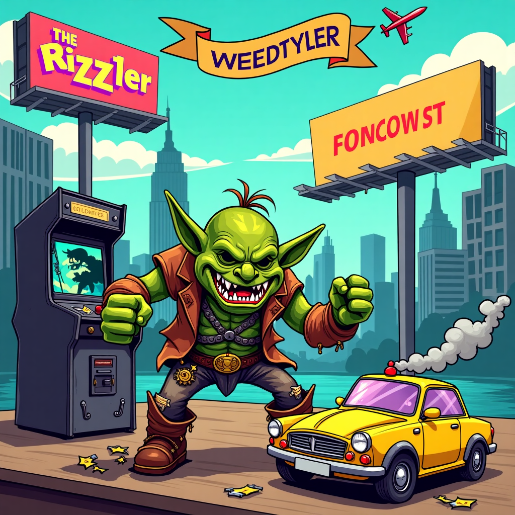 Short world of warcraft goblin smashing a desk with fists, Computer games, Broken car, New York, and The Rizzler Birthday Card