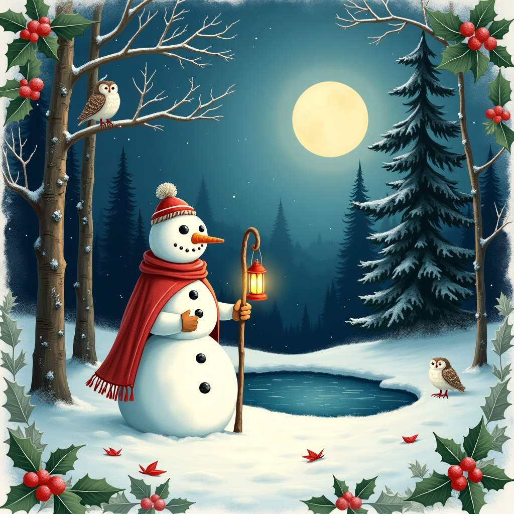 Snow man Christmas Card