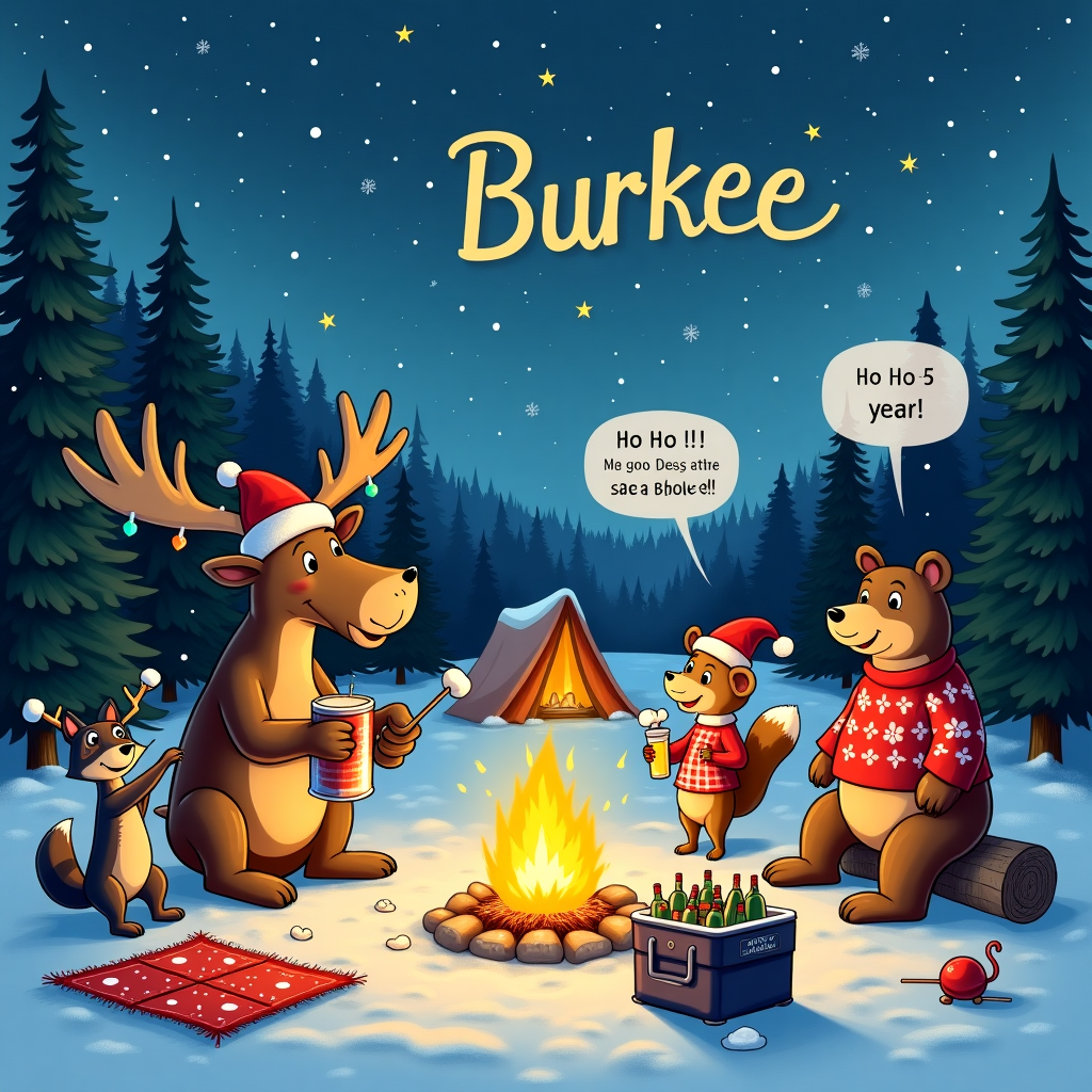 Camping, Drinking, and Telling jokes Christmas Card