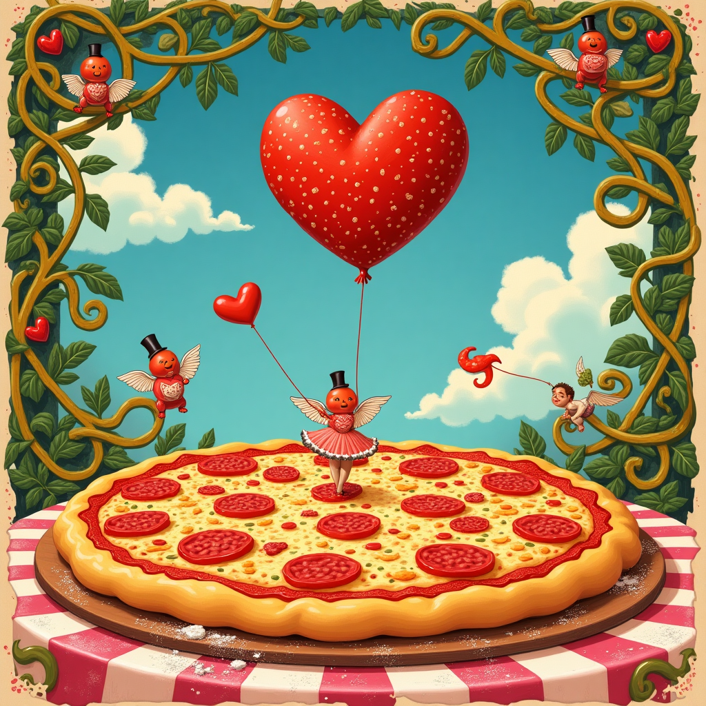 Pizza , Hearts , and Valentines-day Card