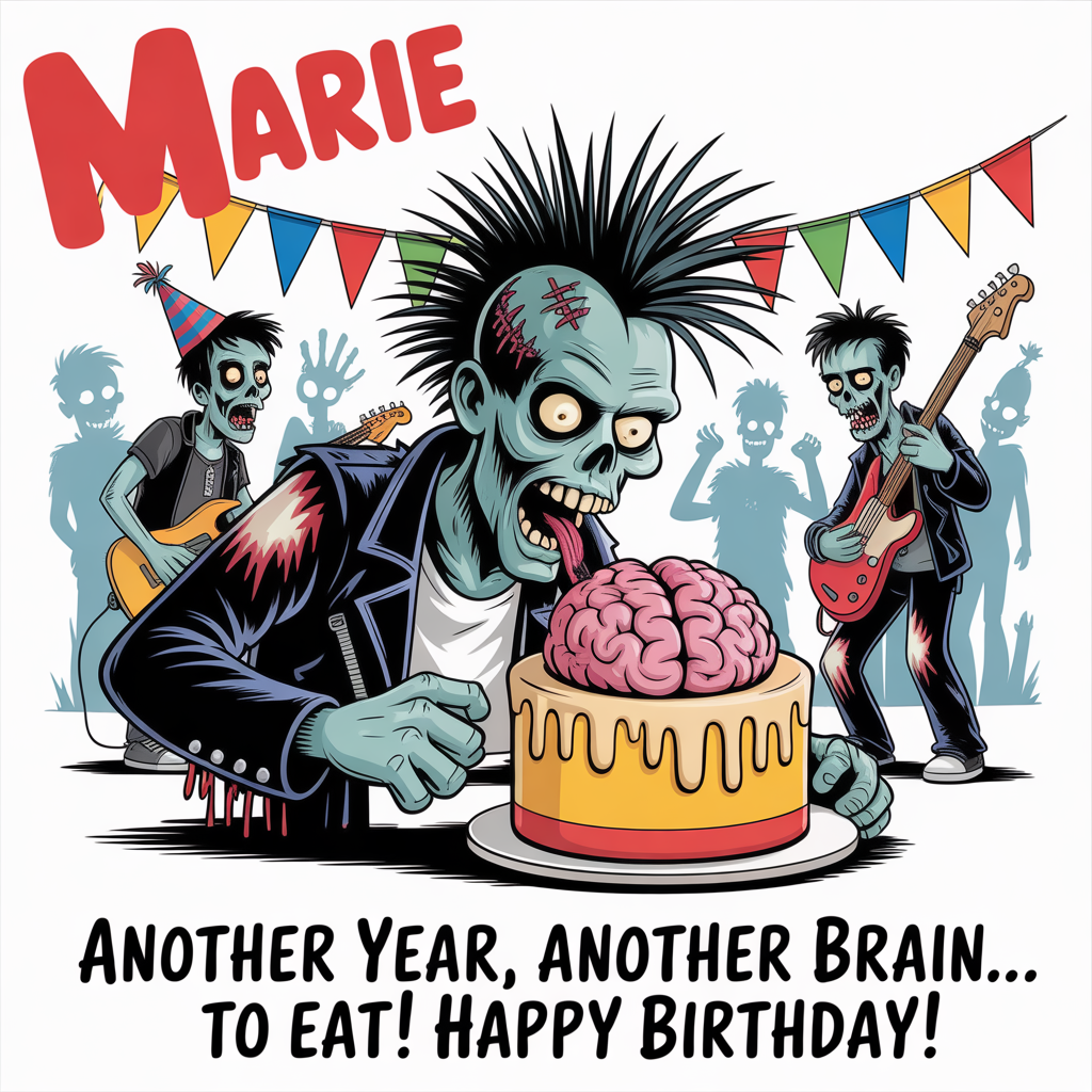 Zombies, Horror, Movies, Punk, and Birthday Card