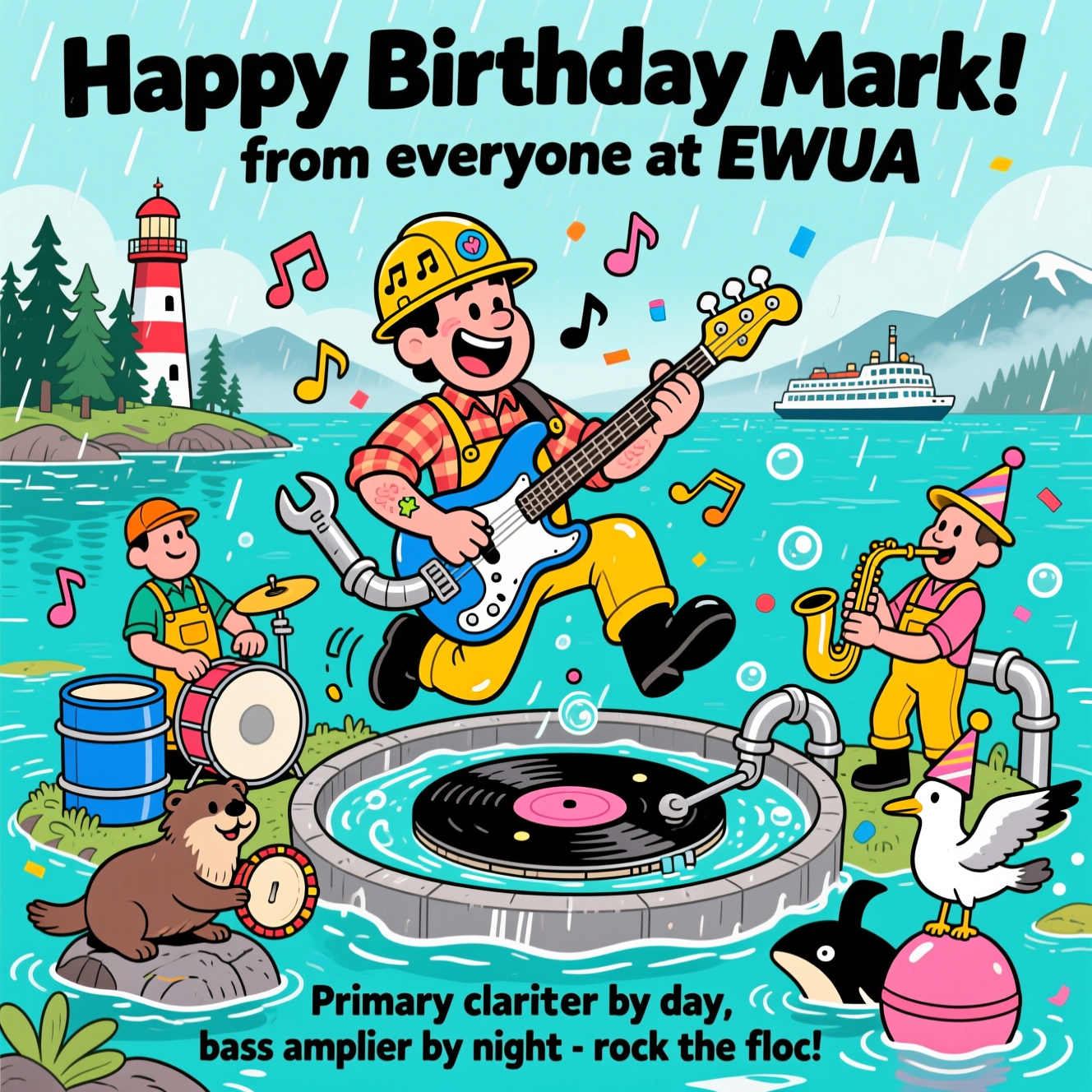Water Treatment Operator, Living on an island in pacific northwest, Plays in a band, and Birthday Card
