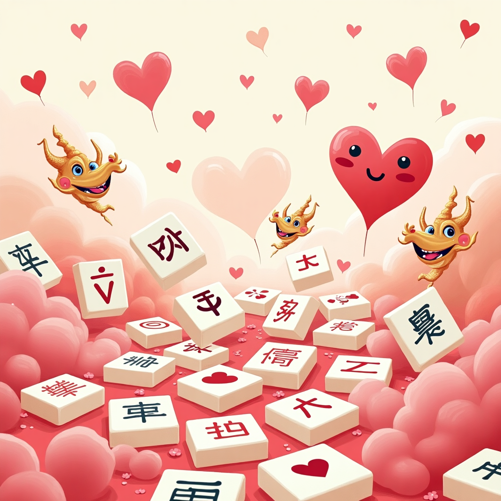 **Image Prompt:**

At the top of the abstract image, *Happy Mother’s Day Jenn — You’ve Played Your Tiles Right!*  

An abstract, colorful composition of scattered mah jong tiles tumbling across a dreamy pastel background — some tiles form the vague shape of a heart while others mischievously spell out “LOVE” using tile symbols. Hidden among the tiles are tiny floating hearts with cheeky winks and smirks. A few mah jong dragons are stylized as abstract pink swirls, twisting around golden hearts like they're gossiping. The entire scene should have a light, surreal energy, as if it's the aftermath of a glamorous tile party gone heartfully haywire. Bold, energetic lines and playful splashes of pinks, reds, and golds bring the whole chaos together with tongue-in-cheek elegance.
Generated with these themes: Mah jong tiles, and Hearts.
Made with ❤️ by AI.
