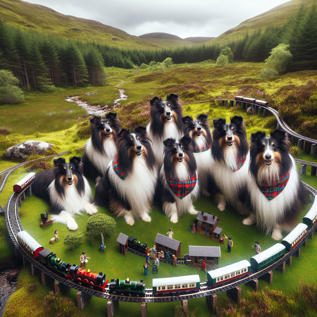 A captivating scene set in the verdant highlands of Scotland, where a group of joyous black and white bearded collie dogs are assembled. They are endearingly donned with red, green, and white tartan bandanas around their necks marking the celebration of Father's Day. Spread across the vibrant grass is a charming model train set, suggesting a father's nostalgic hobby. The miniature trains navigate through improvised hills and valleys, manipulated by the energetic collies with playful resolve, symbolizing their attempt to mimic a father's guiding touch.
Generated with these themes: black and white bearded collie dogs, scotland, red green and white tartan and trains .
Made with ❤️ by AI.