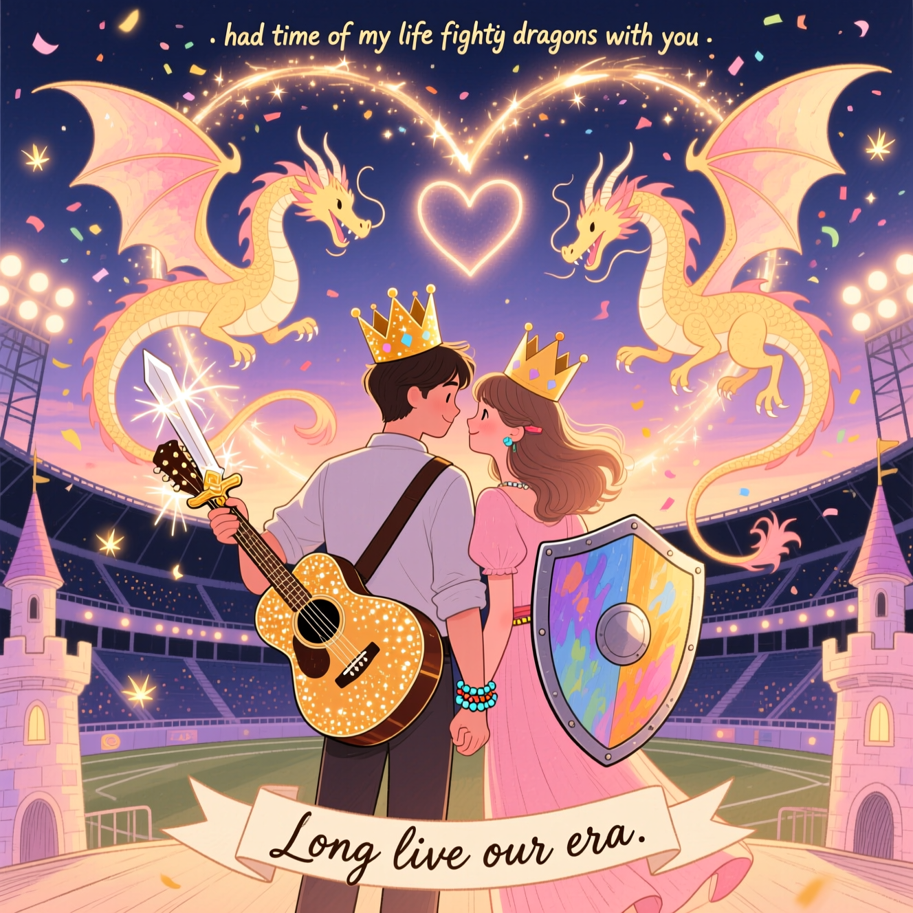 Taylor swift, I had the time of my life fighting dragons with you, Long live, and Anniversary Card