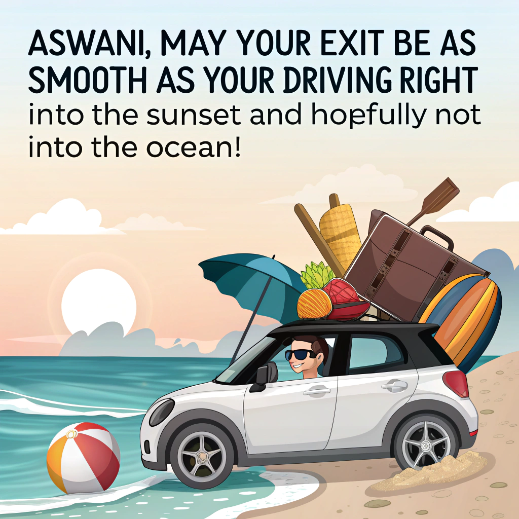 Waving goodbye, and Driving to the ocean Farewell Card