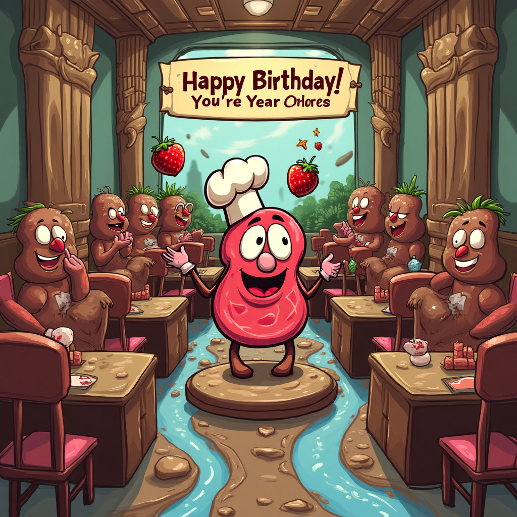 Chocolate restaurants steak, and Birthday Card