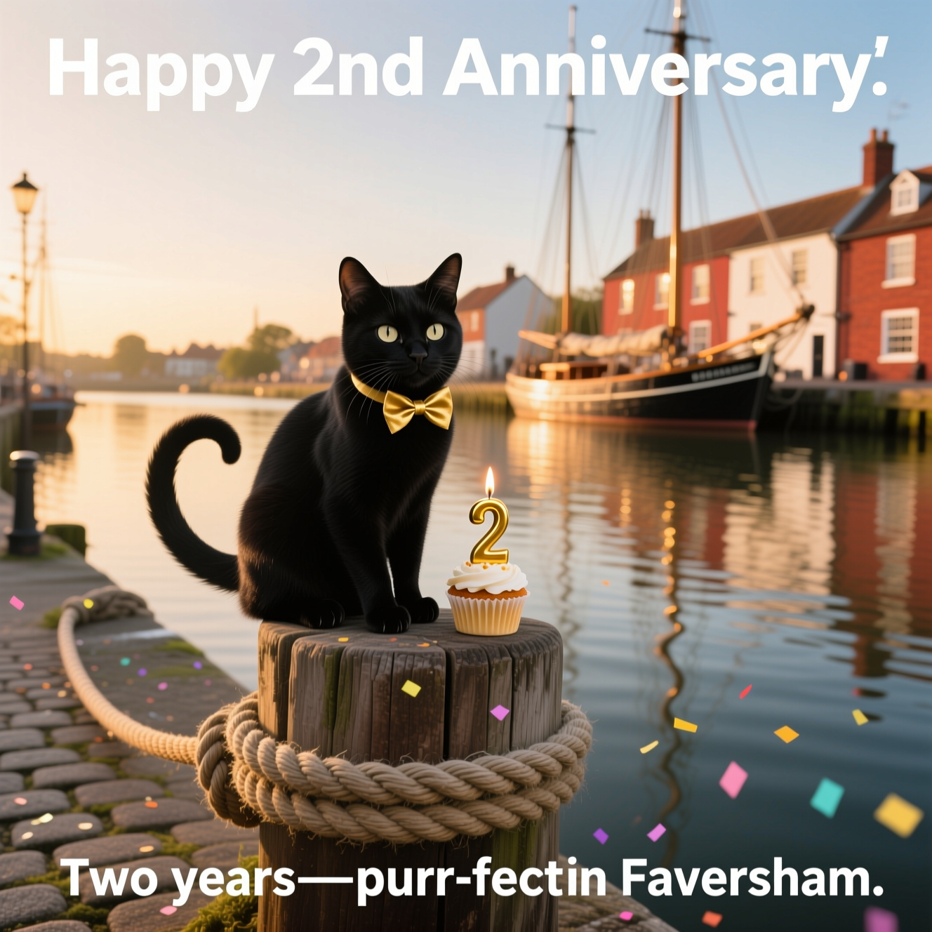 Black cat, Faversham, and Anniversary Card