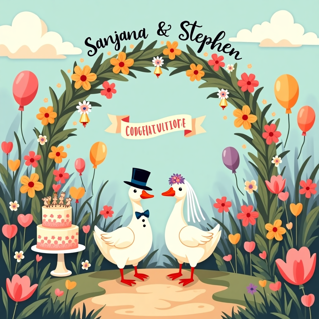 Two geese on their wedding day Wedding Card