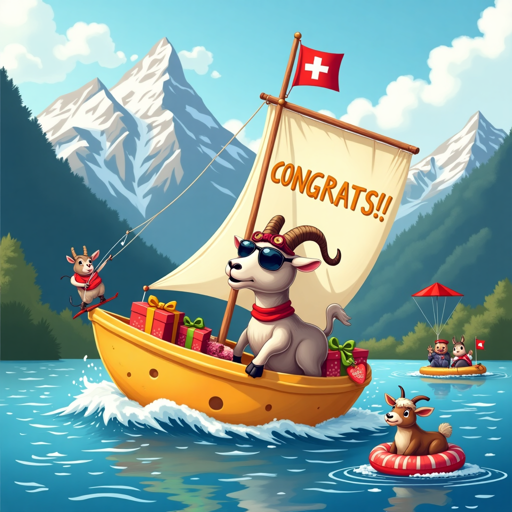 Sailing fun present switzerland Congratulations Card