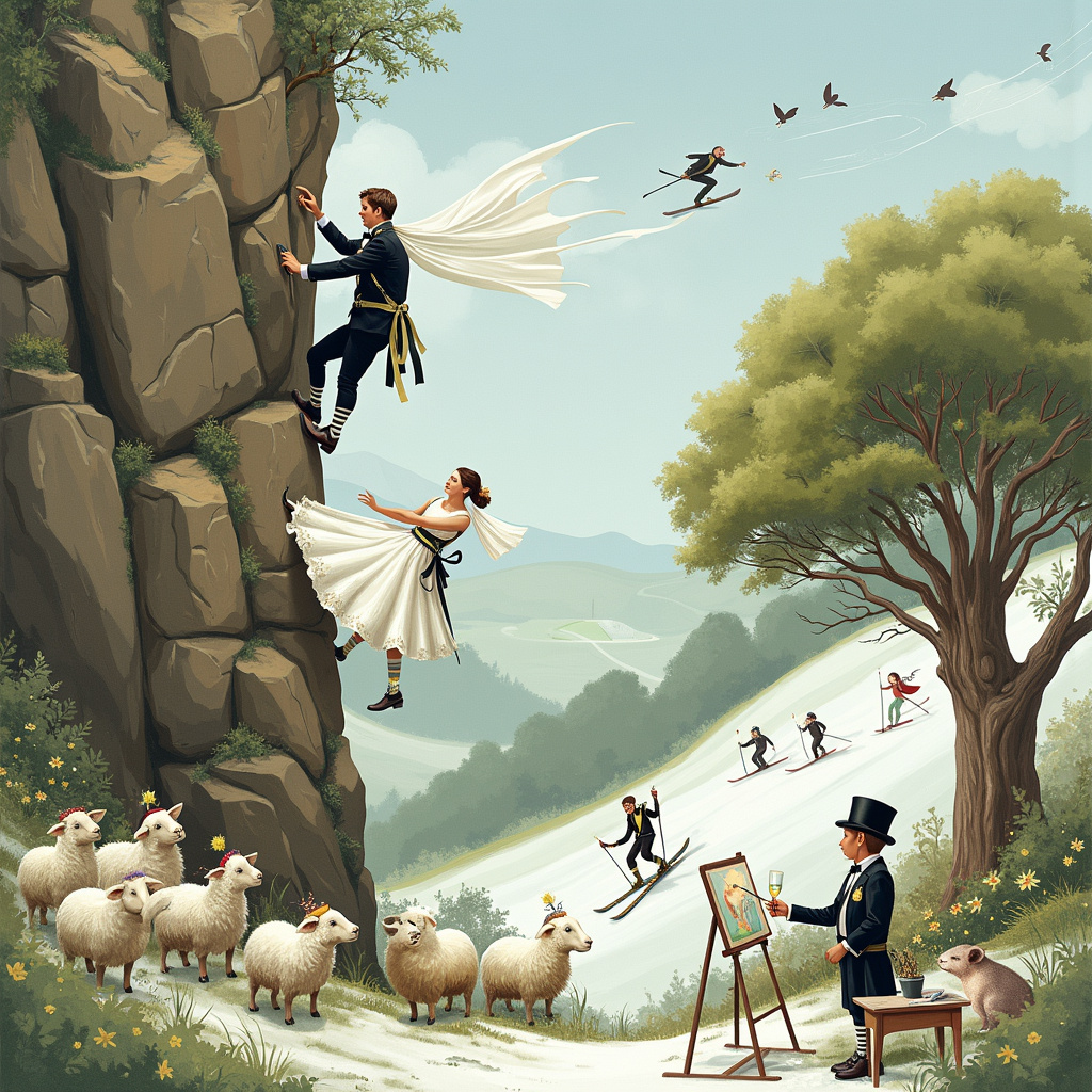 Rock climbing, Nordic skiing, Yorkshire Wedding Card