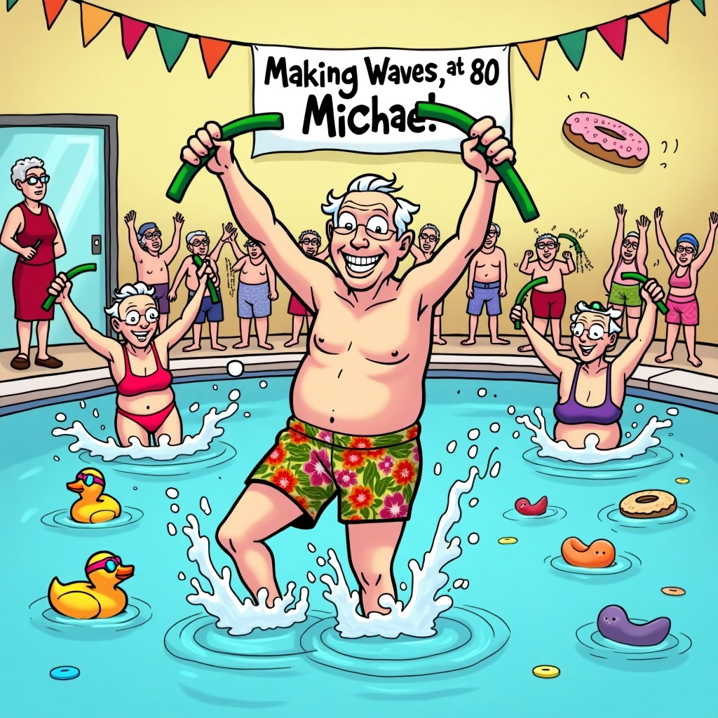 Water aerobics, and 80th Birthday Birthday Card