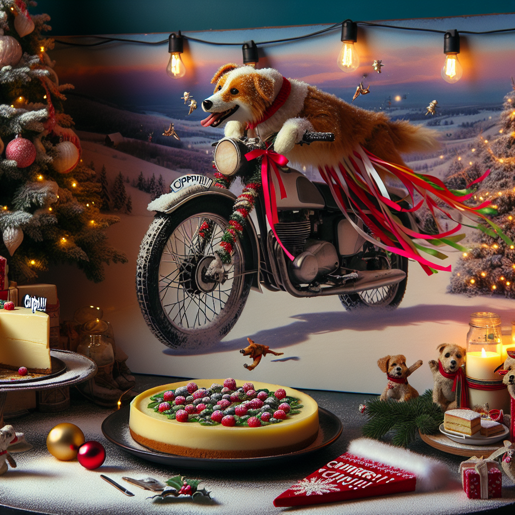 Motorbike, Rhythmic gymnastics, Russia, Pizza, Dog , and Cheesecake Christmas Card