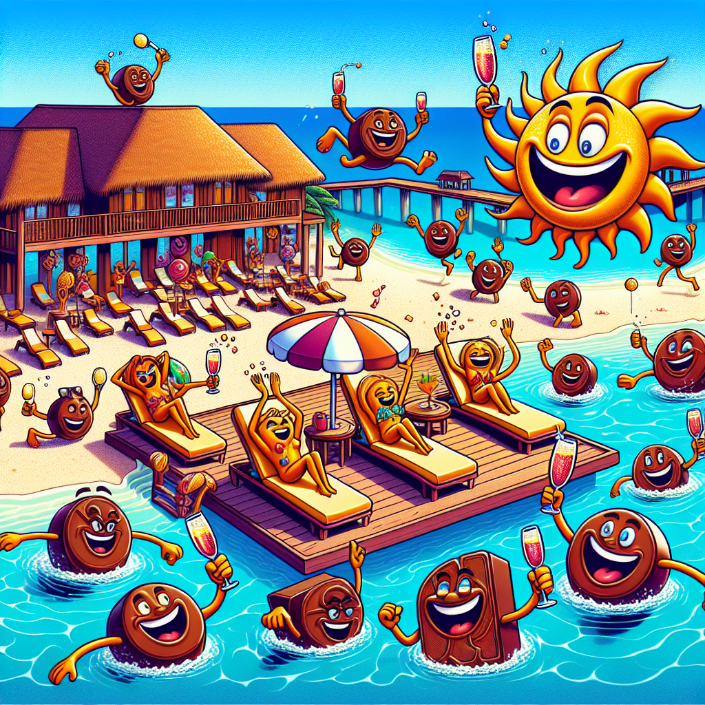 Create an image featuring a vibrant cartoon depiction of a Maldivian beach resort. The resort is encompassed by lively and anthropomorphized sun loungers who are toasting with glasses of effervescent champagne, their faces bright with laughter. Dancing around these loungers are a variety of cartoon chocolates, each unique and animated. The backdrop consists of an expansive azure ocean, inviting and sparkling under the golden light. Adding a humorous touch is a comical sun, depicted as dipping its toes in the glistening sea water. The image culminates with a playful tagline that boldly proclaims, 'Indulge in your Birthday Escape!'
Generated with these themes: The Maldives, Champagne, Chocolates, and Vacation.
Made with ❤️ by AI.