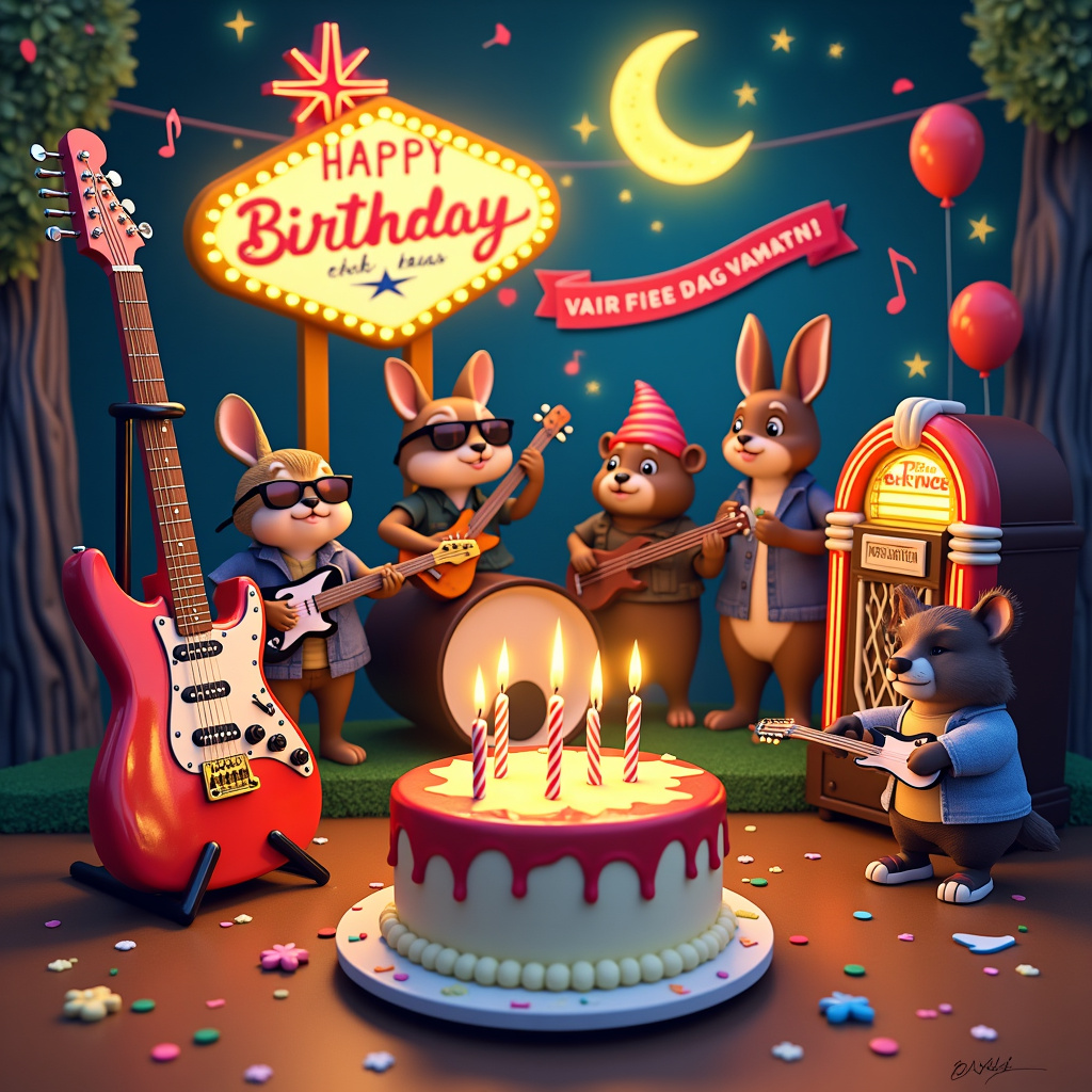 Rock and roll, music, guitar Birthday Card