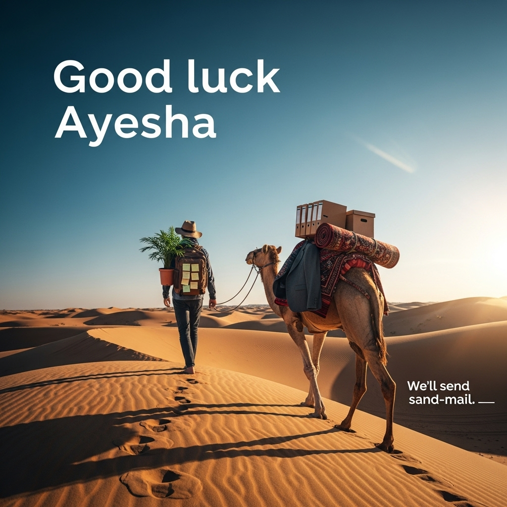 Desert walking sun sand, and Farewell Card