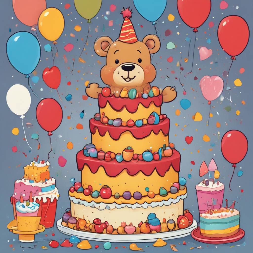 Cakes, Winnie the pooh, and 3 year old granddaughter Birthday Card