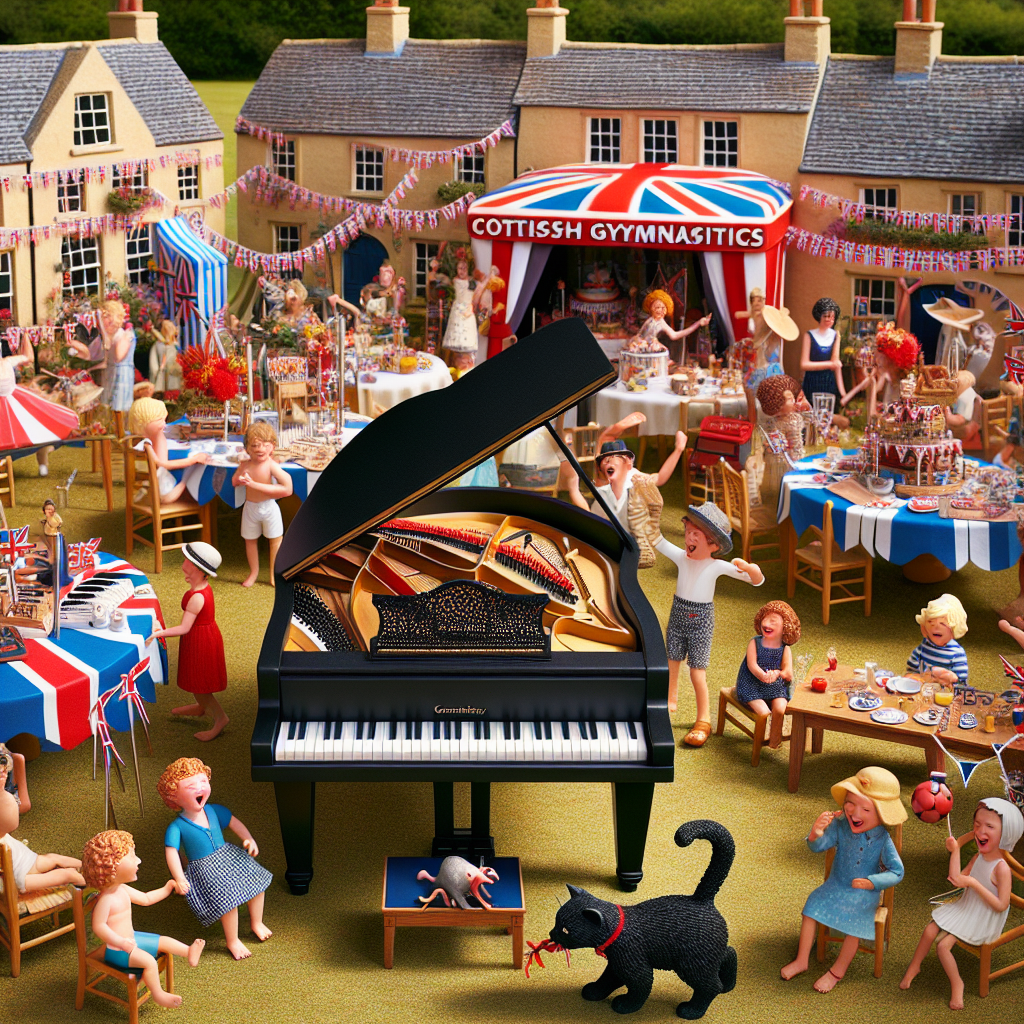 Imagine a lively summer fair in the Cotswolds. The event is a joint celebration for a two-year-old Caucasian boy with bouncy light curls and a 32-year-old South Asian woman. The central point of this festive scene is a magnificent black piano, indicative of refined taste and musical interests. The decorations are influenced by British gymnastics, showcasing red, white and blue colors, coupled with miniature representation of various gymnastics apparatus. Contributing to the delightful chaos is a black family cat, carrying a toy mouse in its mouth, amusingly navigating through the laughing guests. This scene encapsulates the essence of joy and merriment, commemorating both birthdays at once.
Generated with these themes: Two year olf son with light curly hair, 32nd birthday, Team GB gymnastics, Black cat with a dead Mouse in its moutb, Cotswolds summer fete , and Black Grand Piano.
Made with ❤️ by AI.