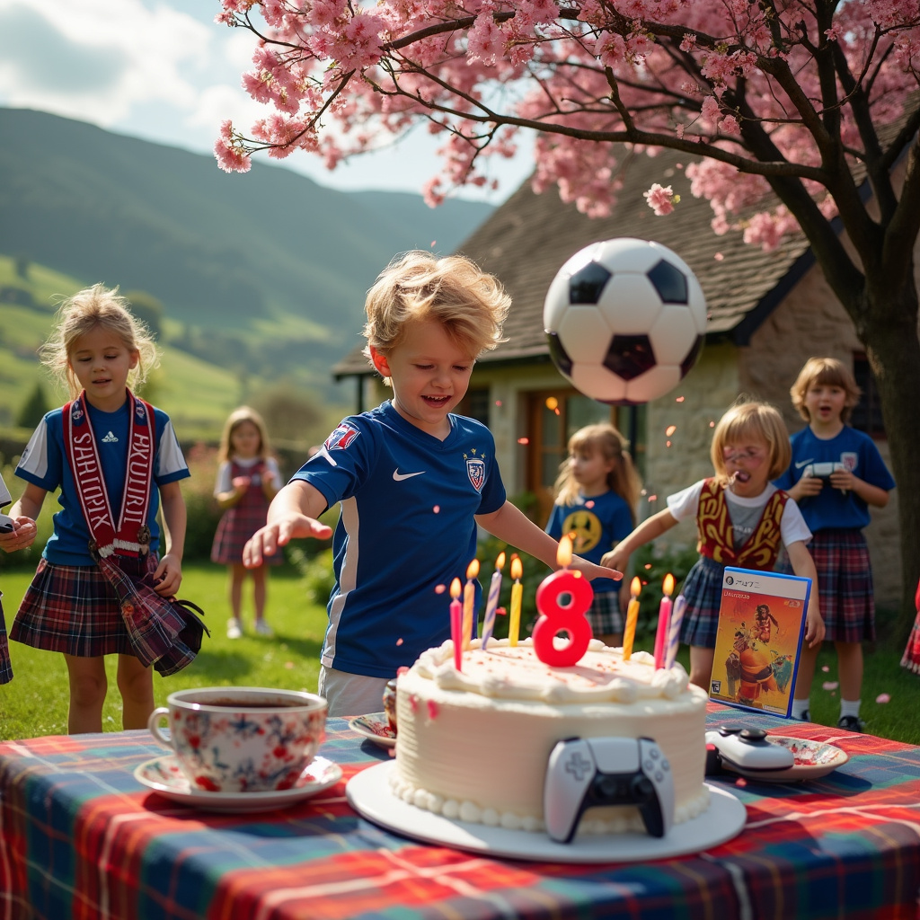 8 years old , Football , Scotland , Blonde boy , Gaming, and PlayStation 5 Birthday Card