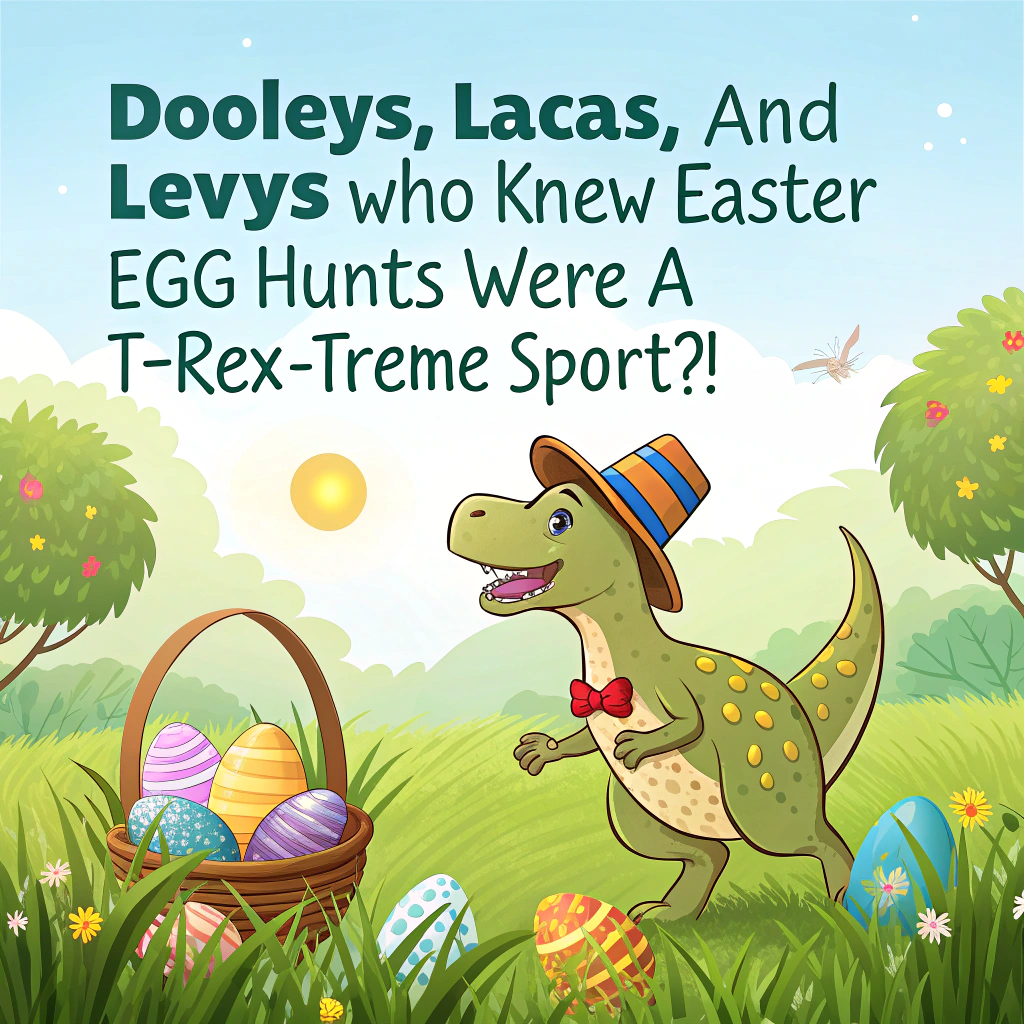 Hunting easter eggs with dinosaurs, and Easter Card