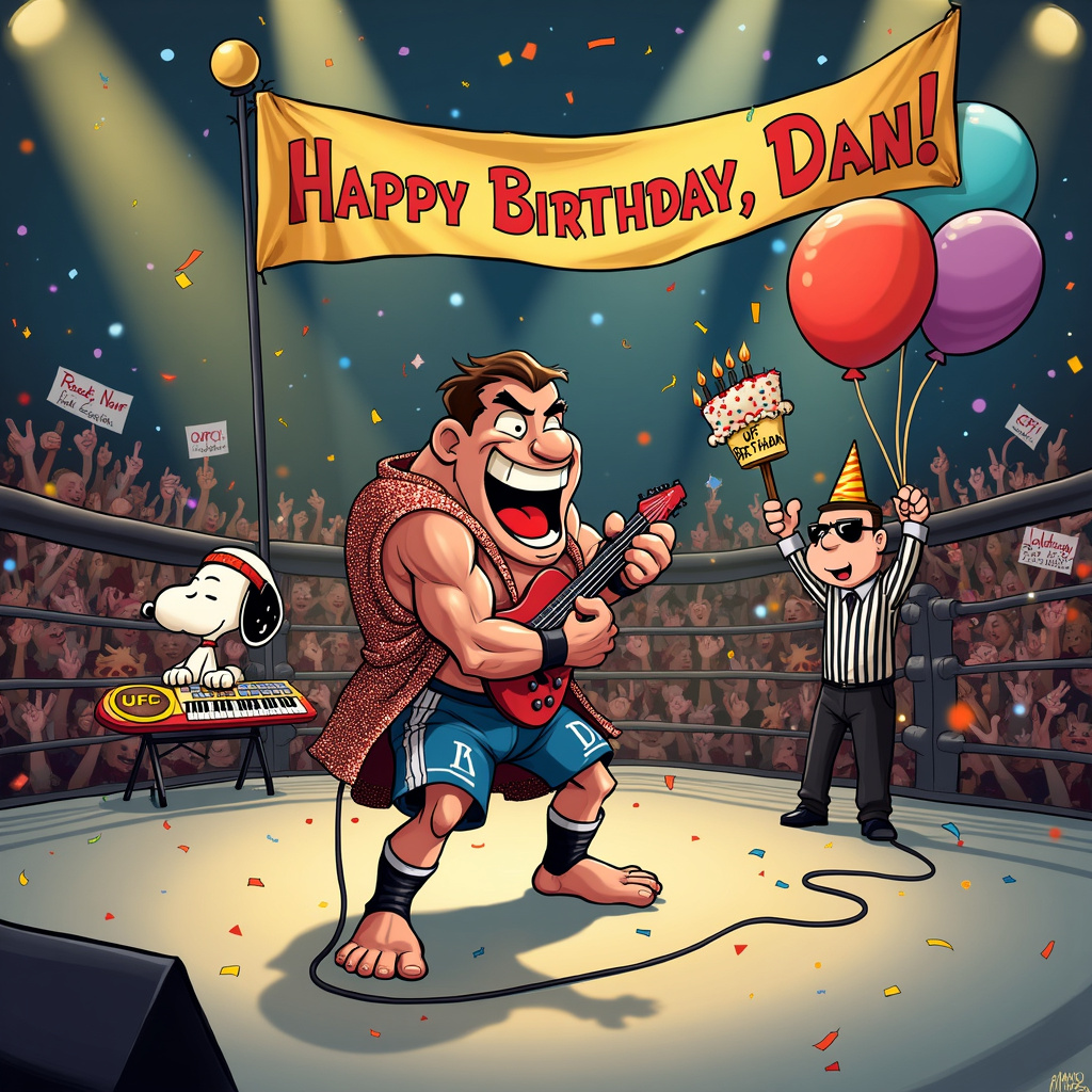 UFC cage fighter, Guitar , and Keyboard Birthday Card
