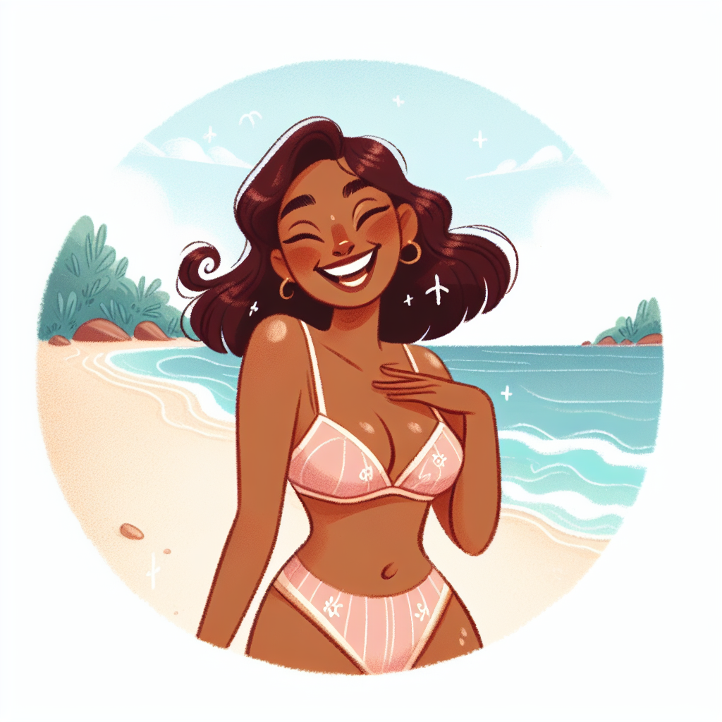 A brown women in bikini having fun on the  beach ,Rekha Sympathy Card