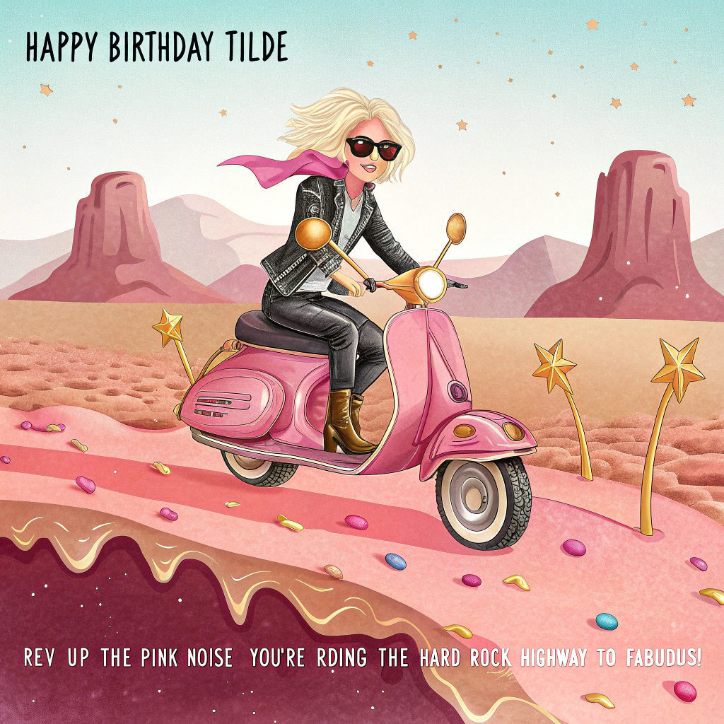 Hard Rock, Pink, blonde, scooter, and Congratulations Card
