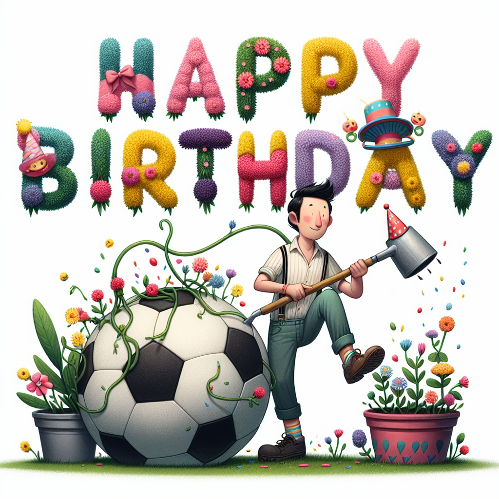 Gardening, Soccer, and Flowers Birthday Card
