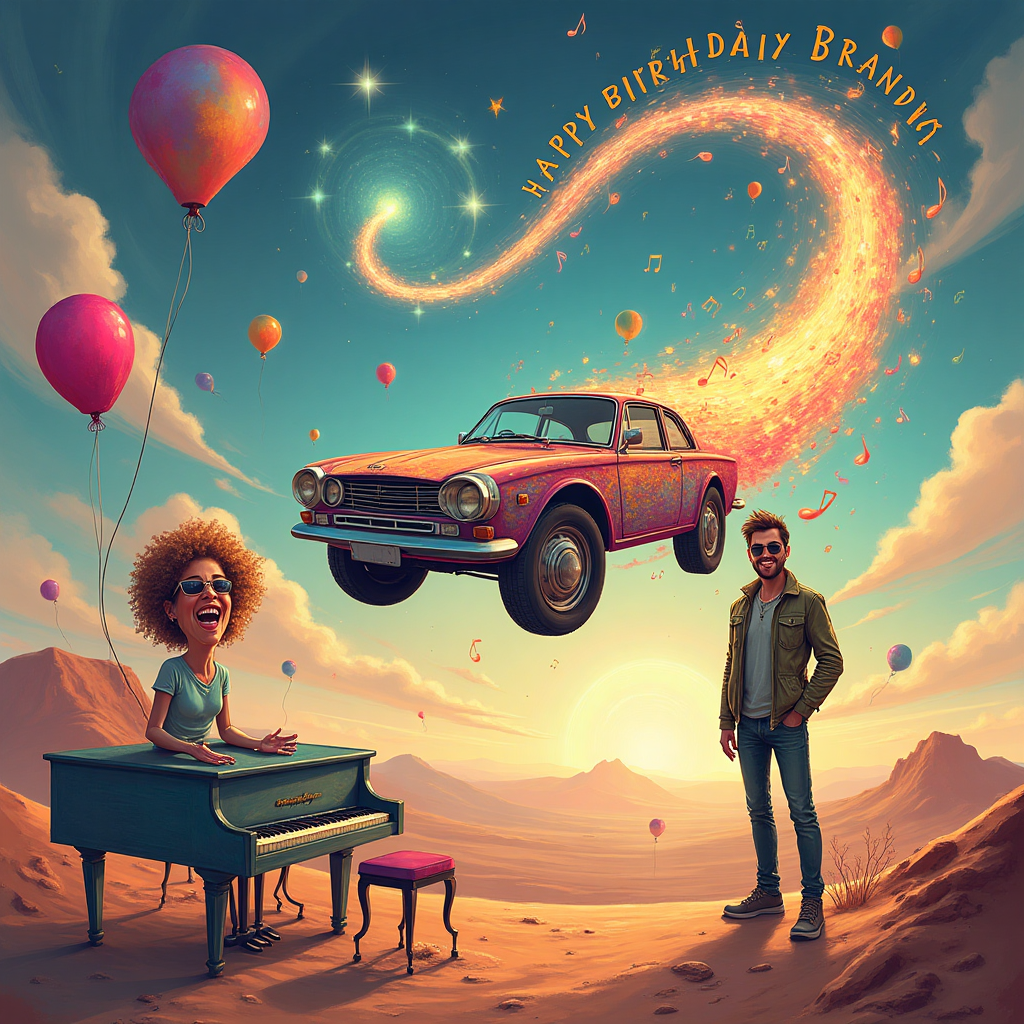 I want Happy 31st Birthday Brandon Lynn with musical notes and star burst with the Leo astrological sign on it , Music, his car, his mom, his look , and Birthday Card