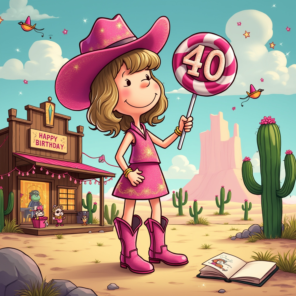 Taylor swift, Cowboy hat, Cowboy boot , Glitter, 40, and Pink Birthday Card