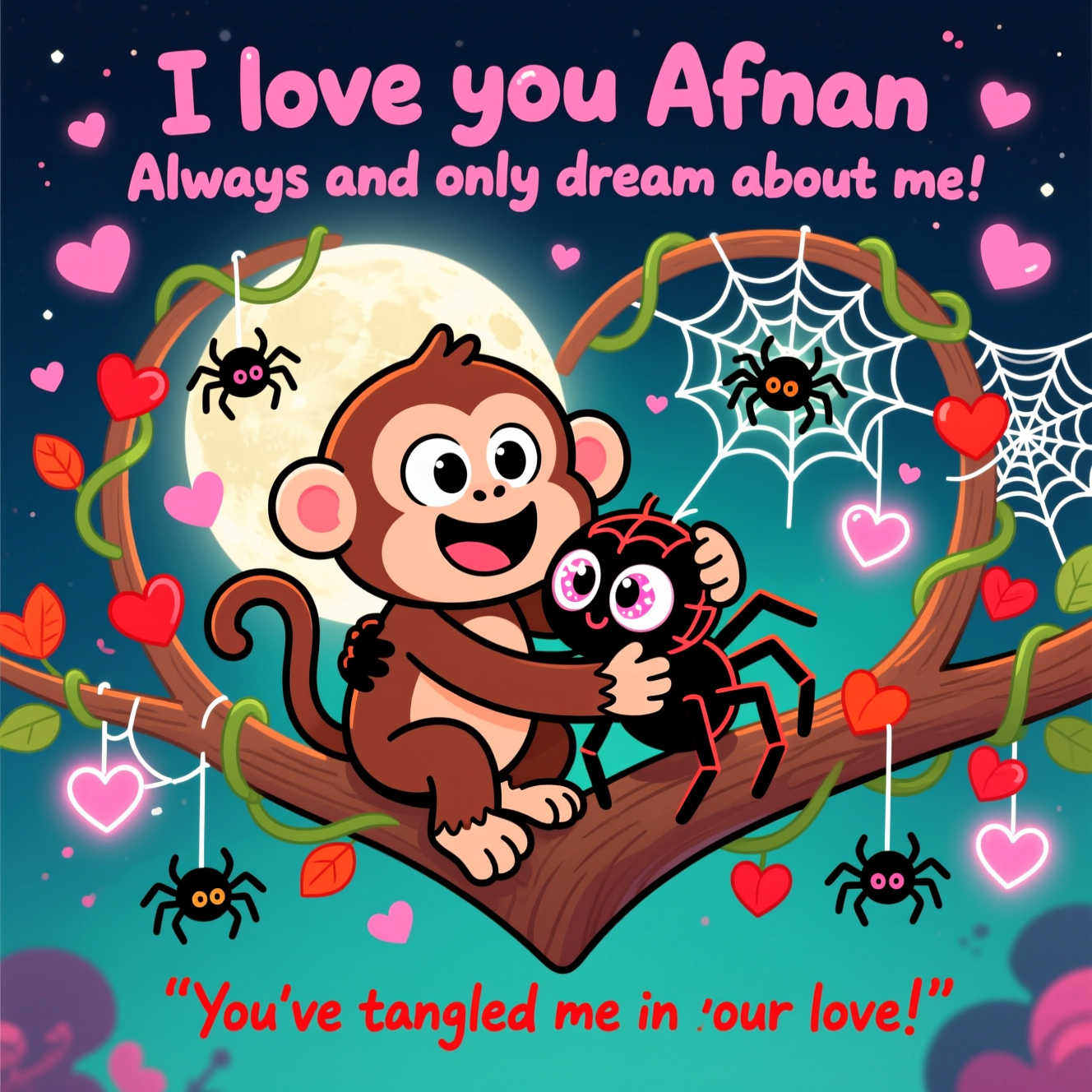 Monkey, Spiders, Romance, Hug, and Valentines-day Card