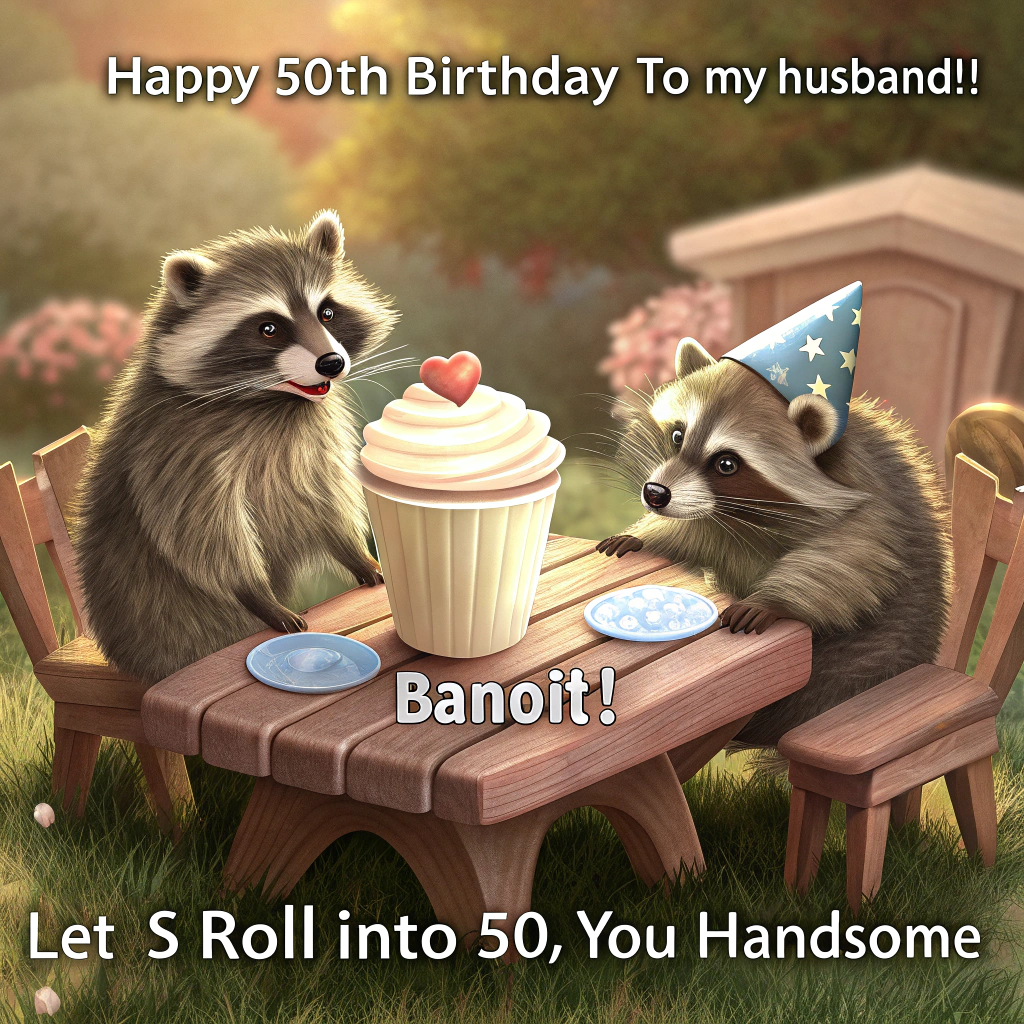 50, dice, raccoons, , and Birthday Card