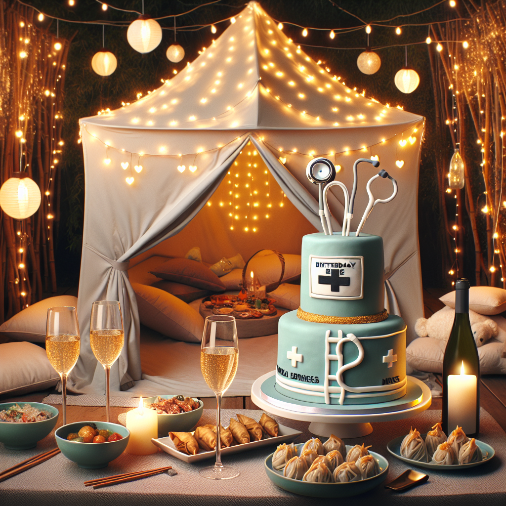 Chinese Food, Grey's Anatomy, Tent, White Wine Birthday Card