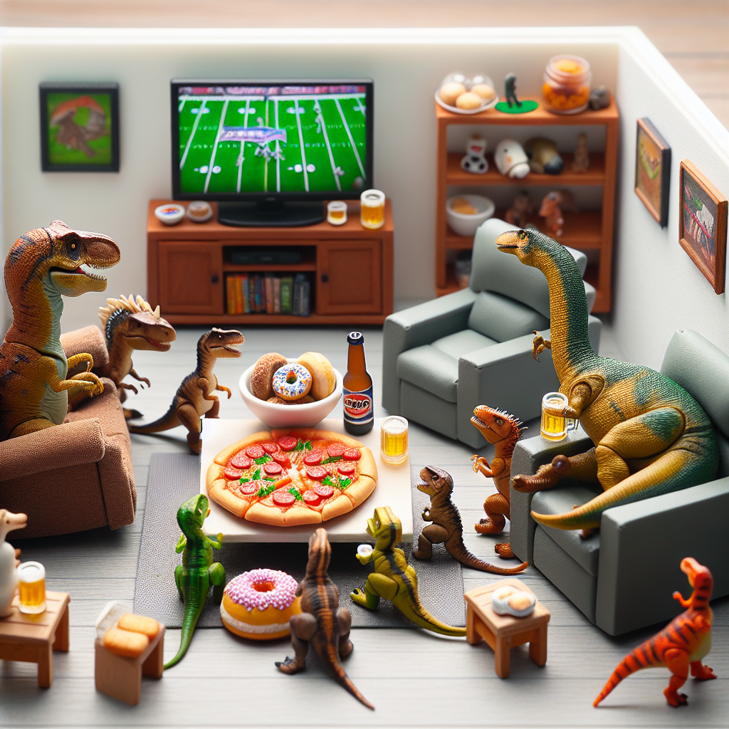 Dinosaurs eating pizza and sweets drinking beer Fathers-day Card