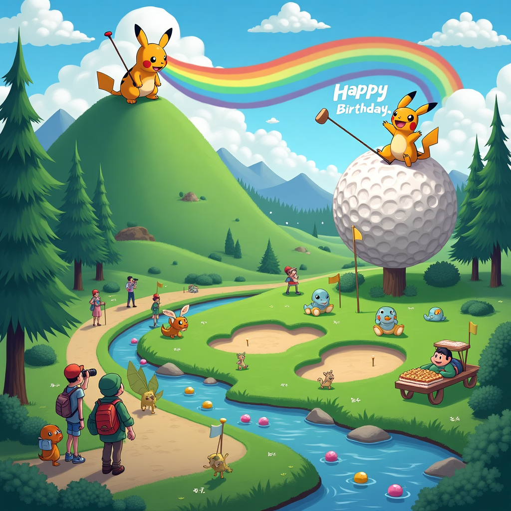 Pokemon golf hiking Birthday Card