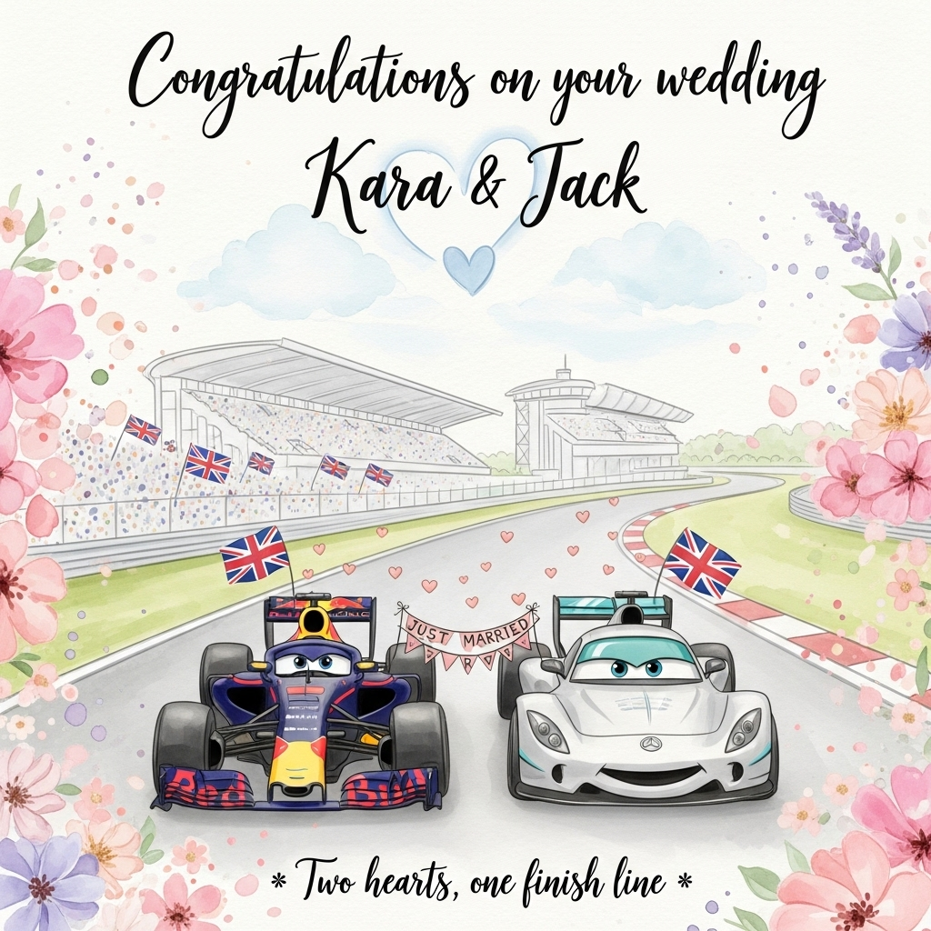 Red bull racing, Mercedes racing, F1, Silverstone , and Wedding Card