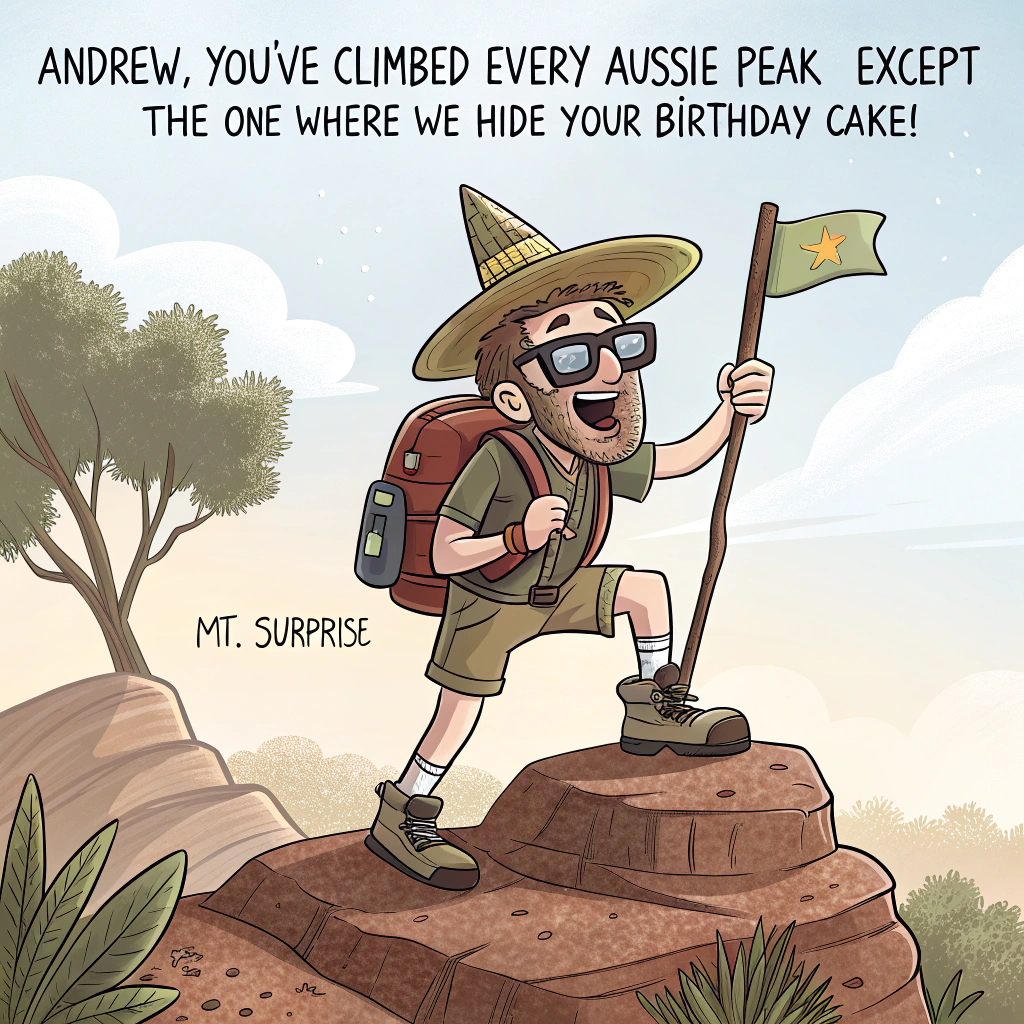 Hiking great outdoors Australia Birthday Card