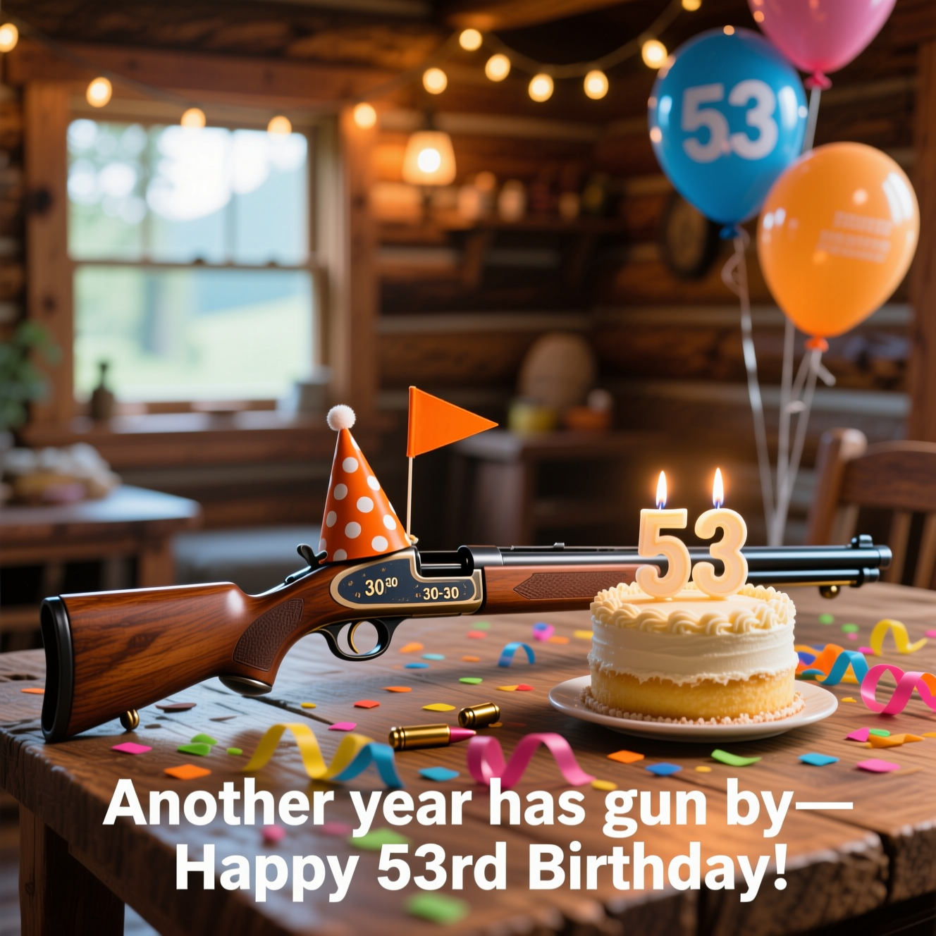 Another year has gun by, Happy 53rd Birthday , 30-30 Rifle , and Birthday Card