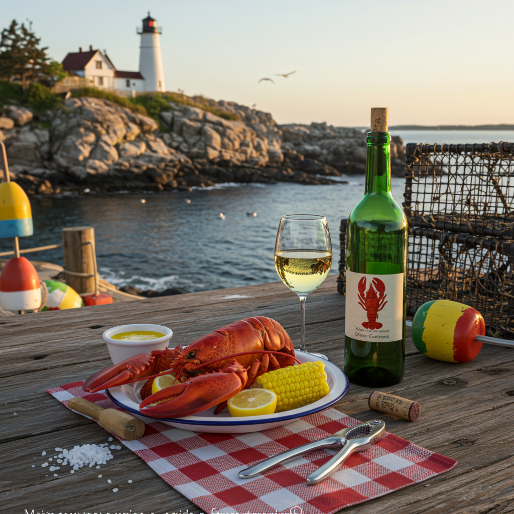 Wine, dinner, maine, and Thank-you Card