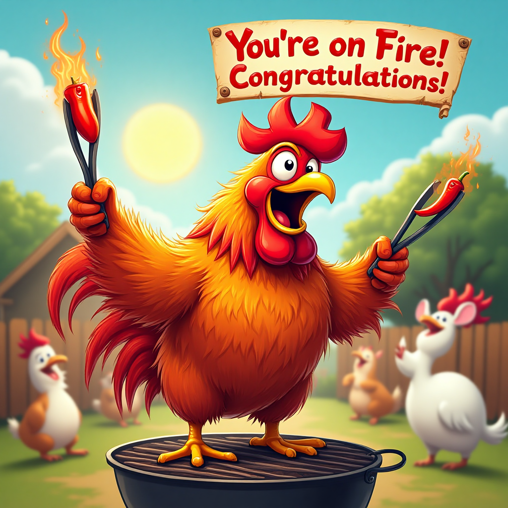 Rooster piri piri, and Congratulations Card