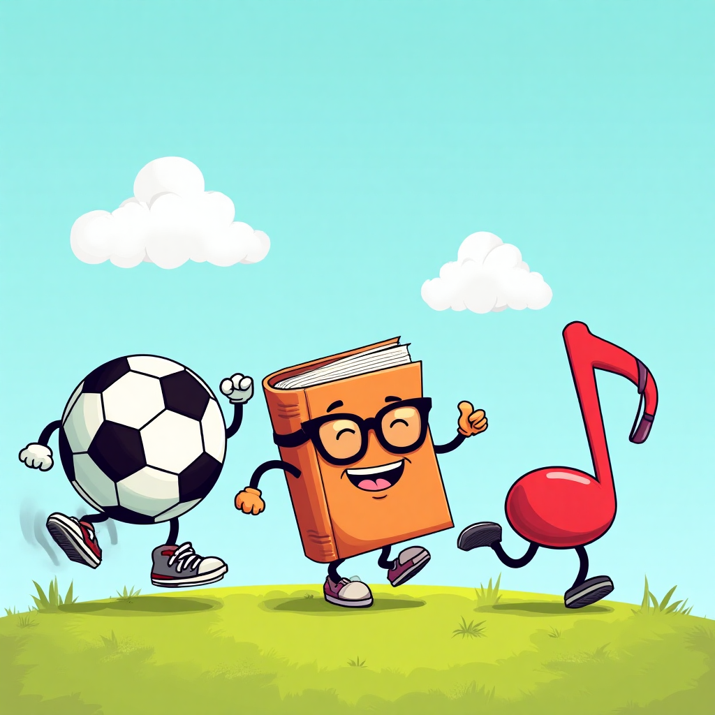 Music, soccer, reading, and Thank-you Card