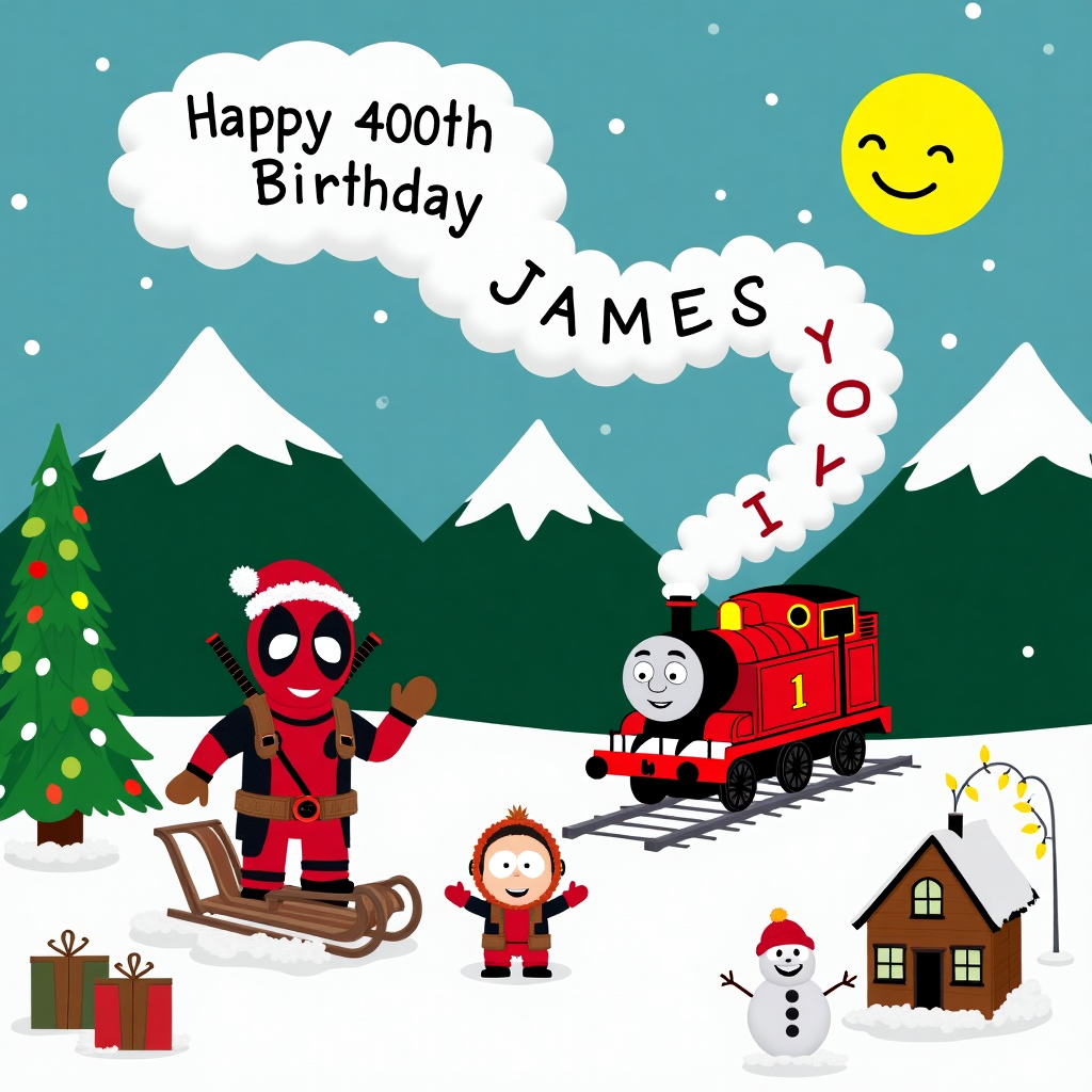 South Park, Snow, Mr Hanky, DeadPool, Thomas The Tank Birthday Card